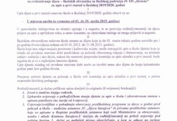Oglas-upis prvačića u šk 2019-2020