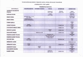 Termini održavanja dodatne, dopunske, sekcija, informacija